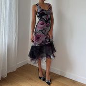 Vintage Italian Mesh Floral Dress (M)