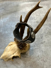 Vintage Chrome Skull Leather Tie Bracelet