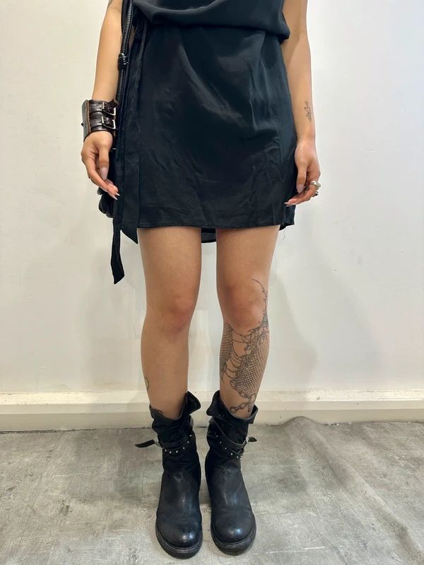 Vintage Sheer Black Avant Garde Draped Mini Dress (XS/S)