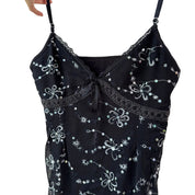 Vintage Black Embroidered Sequin Cami (S)