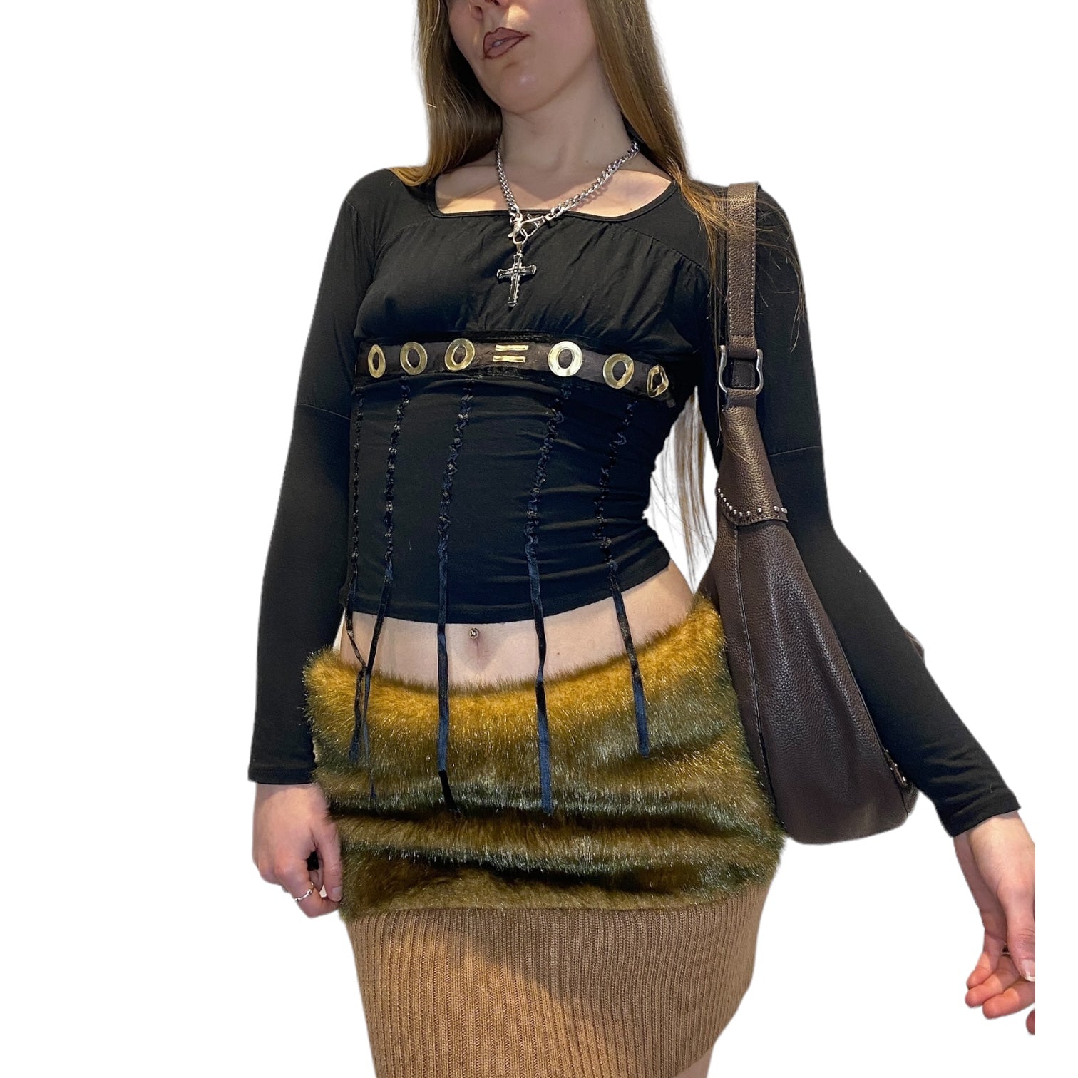 90s Italian Grunge Black Mesh Long Sleeve (S)
