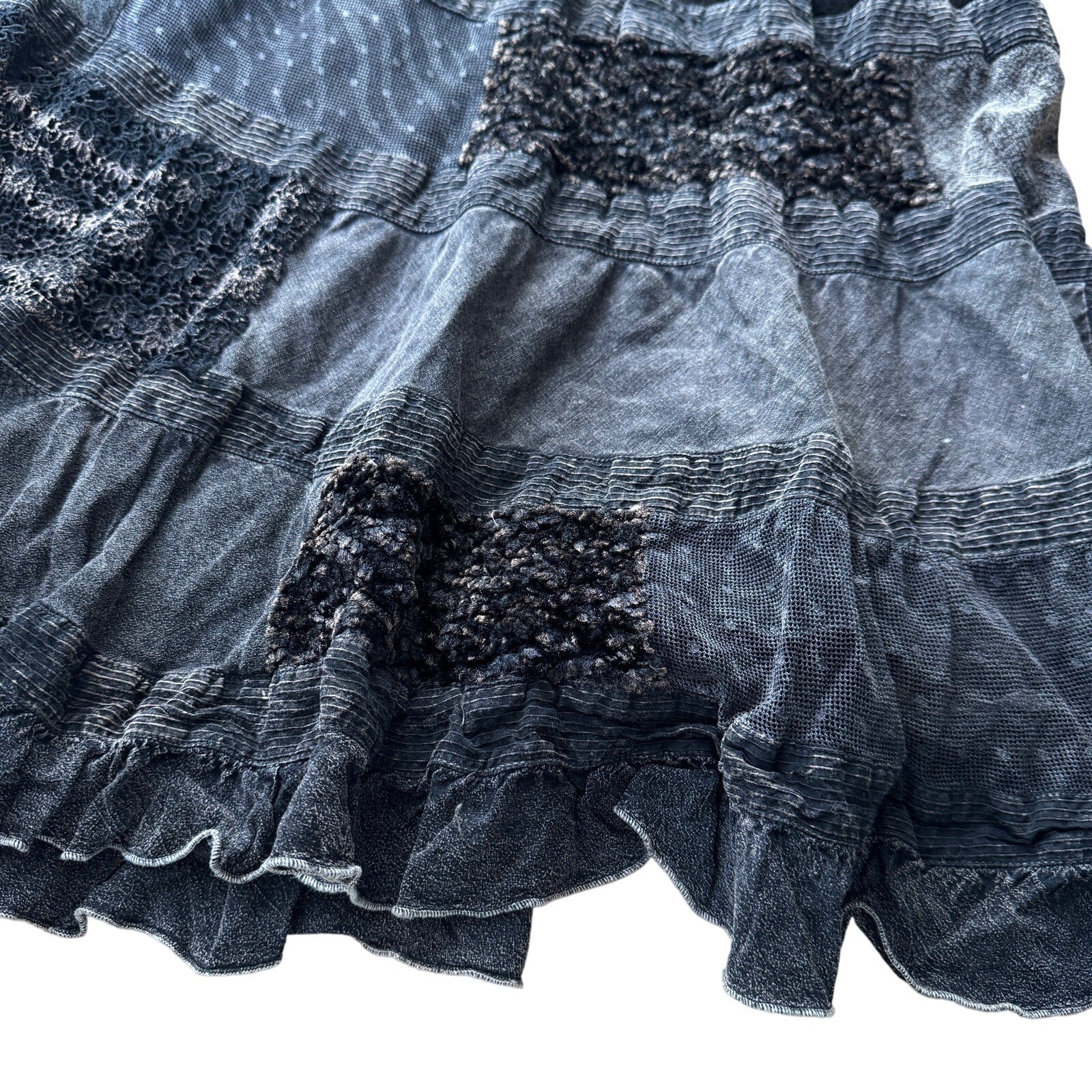 Vintage Italian Patchwork Midi Skirt (M)