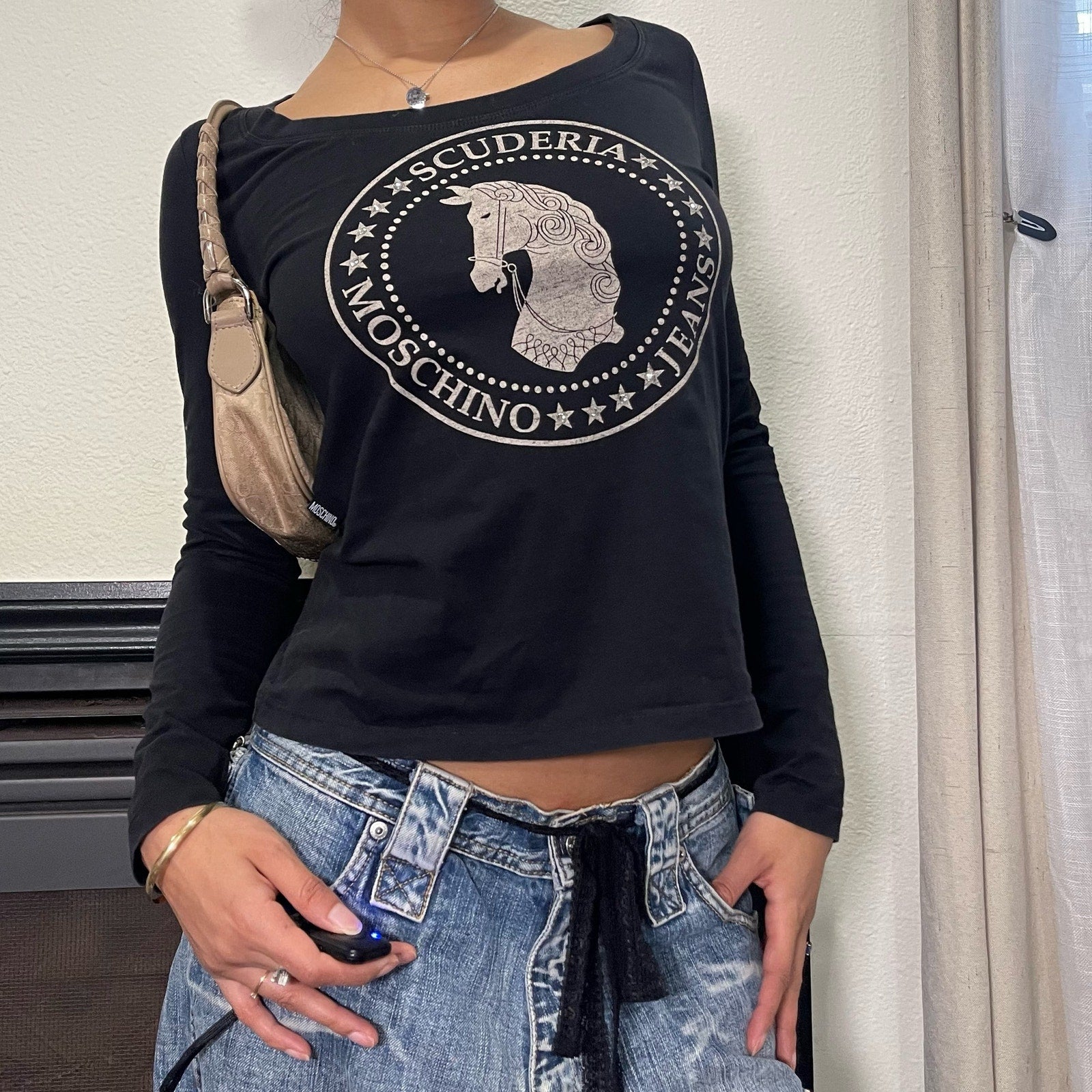 Moschino black graphic baby tee (S/M)