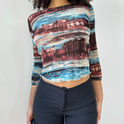 Vintage Italian Cityscape Mesh Long Sleeves (M)