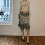 Vintage Silk Mesh Asymmetric Skirt (S)