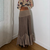 Italian Vintage Embroidered Mermaid Maxi Skirt (S/M)