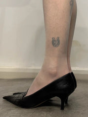 Vintage Italian Pointed Toe Black Kitten Heels (US 5.5)