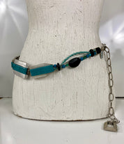 BLUE AND SILVER PLATE CHUNKY TURQUOISE belt