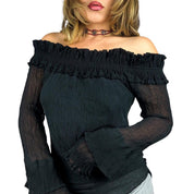 Guess Y2K Off The Shoulder Silk Blouse (S)