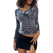 Y2K Slinky Cheetah Print Top (S)