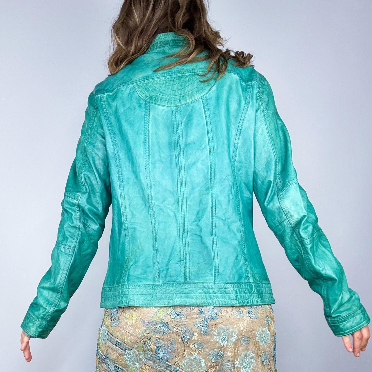 Vintage Danier Aqua Leather Jacket (L)