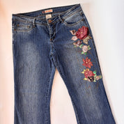 Y2K Floral Embellished Flare Jeans (L)