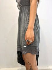 Vintage Superdry 2010s Coquette Jersey Lace Ruffle Mini Dress (XS)