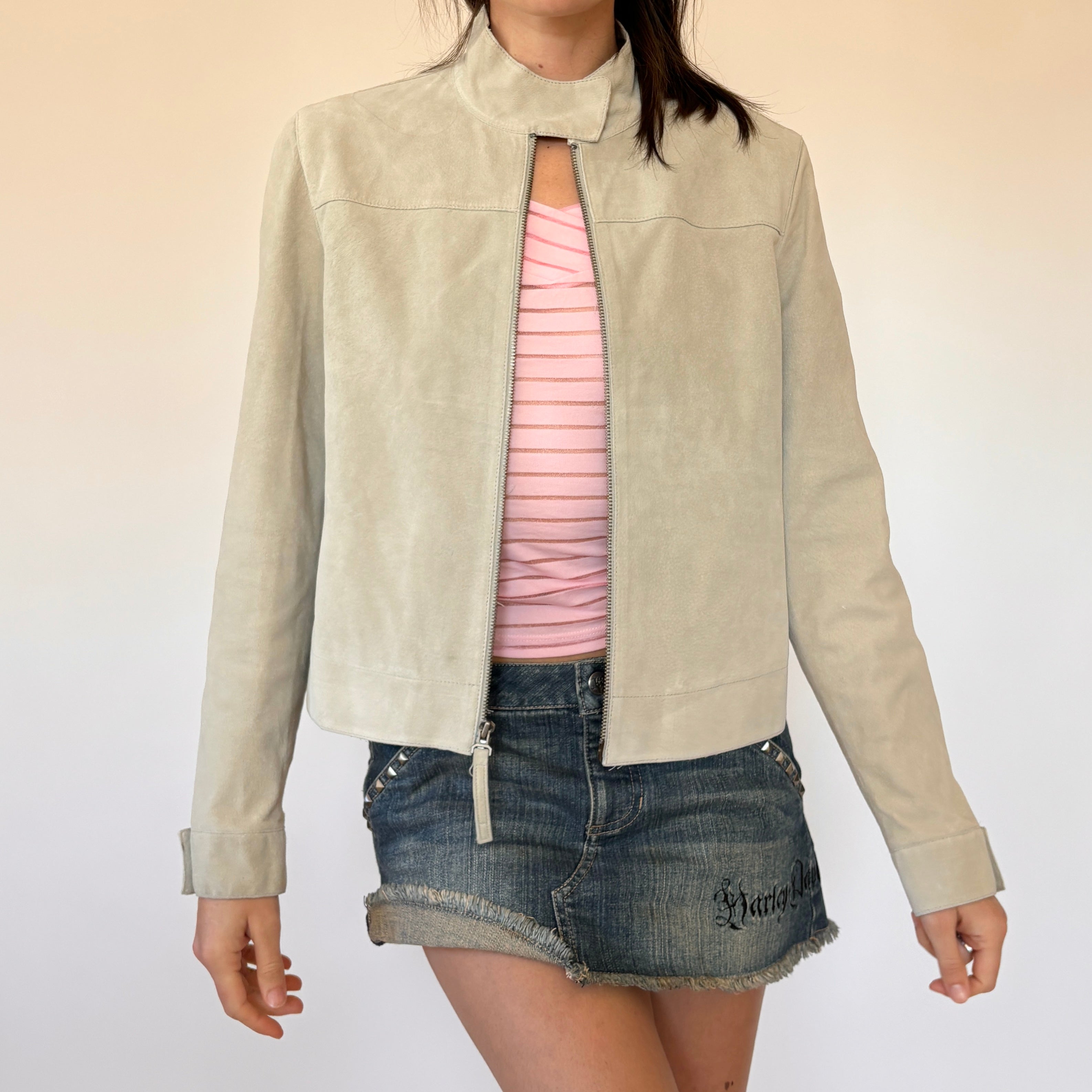 2000s Suede Moto Jacket (S/M)