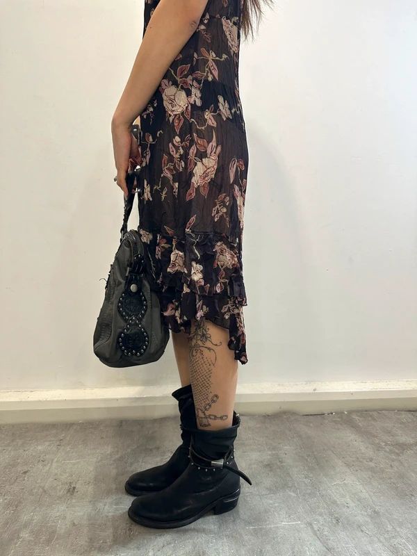 Vintage Italian Sheer Floral Summer Dress (M)