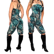 Y2K Abstract Print Capri Jumpsuit (S)