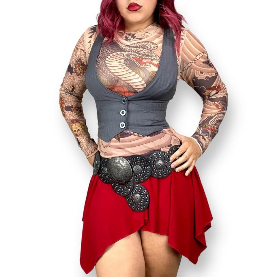 Y2K Cropped Waistcoat Vest (Small)