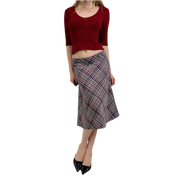 Vintage Plaid Midi Skirt (S)