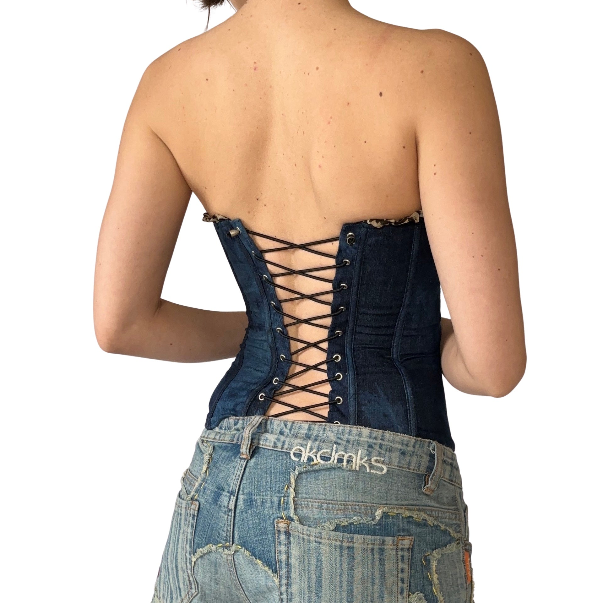 Denim & Leopard Corset (XS)