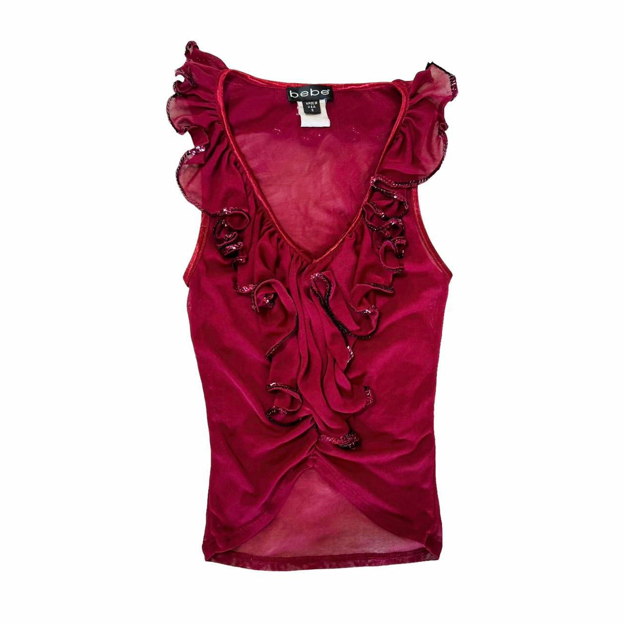Bebe 90's Mesh Ruffle Cami (XS)