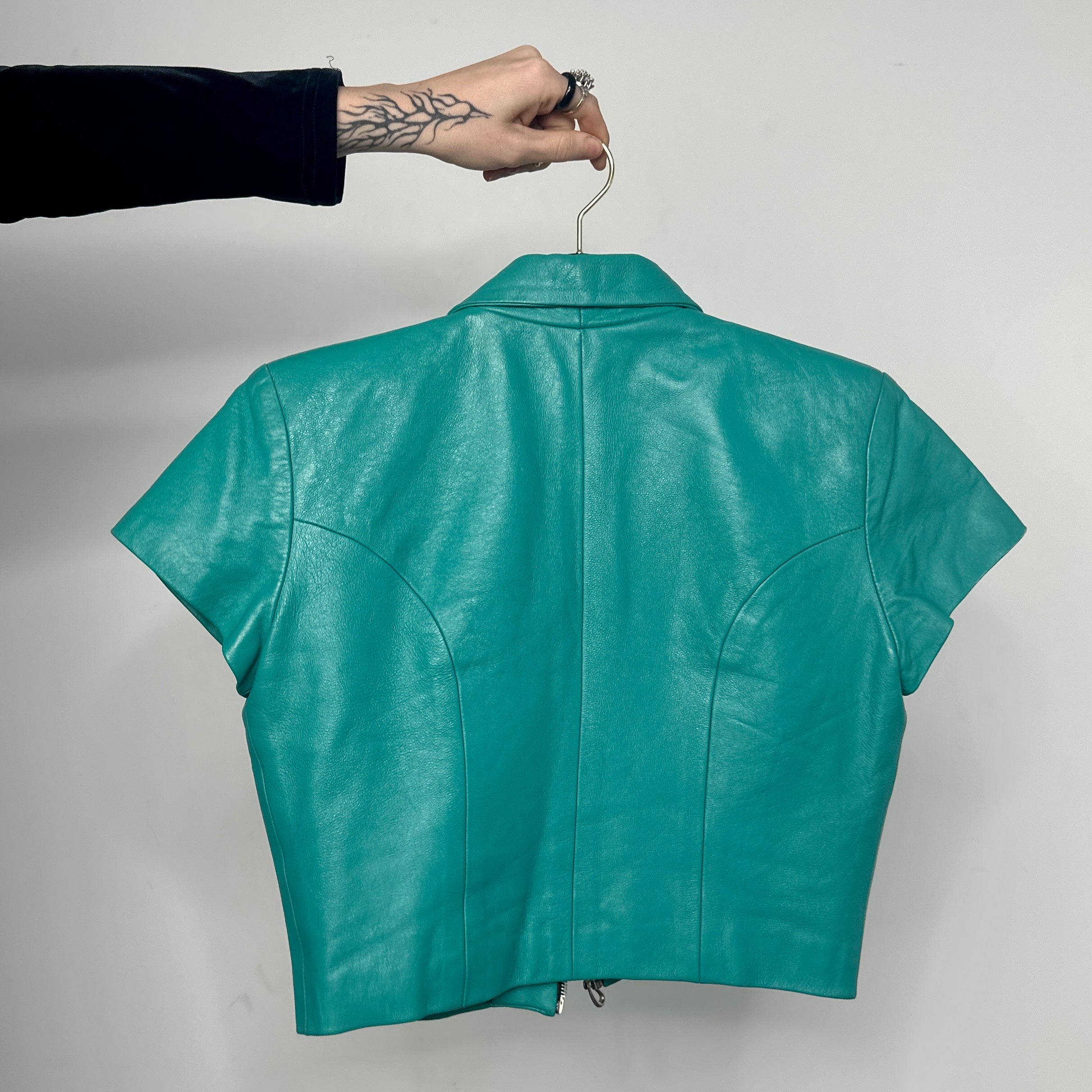 Vintage Teal Leather Top (S)