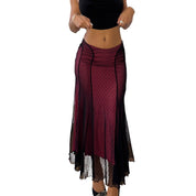 Sonia Fortuna Red Slinky Skirt layered with Black Mesh (XS/S)