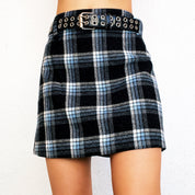Wooly Plaid Mini Skirt (M)