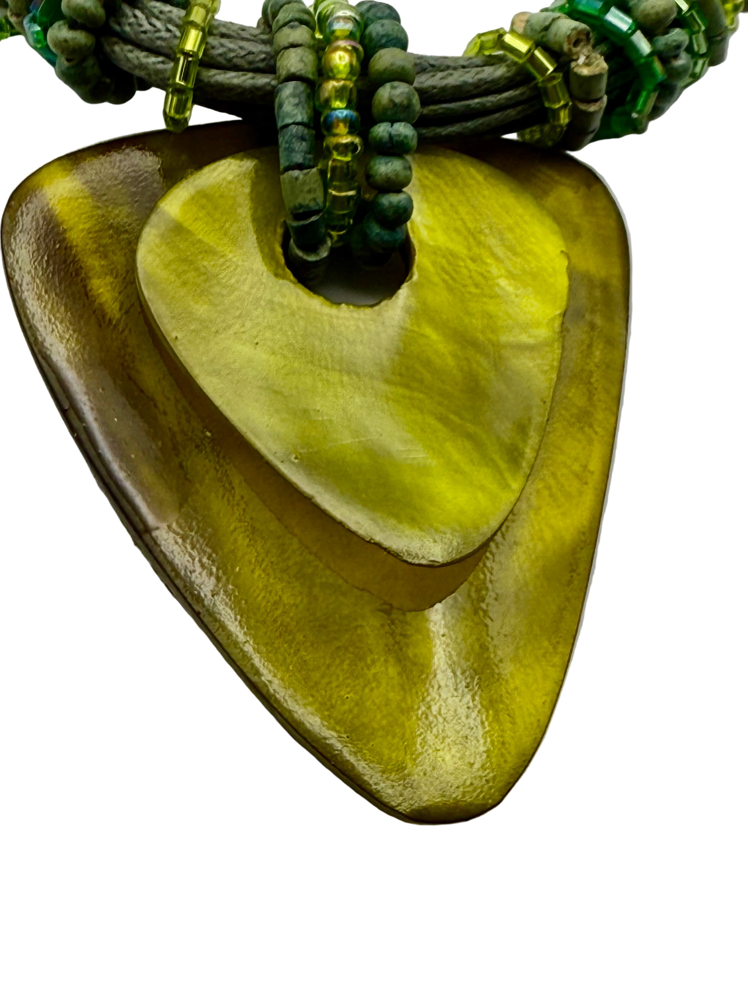 Olive Green Layered Pendant Necklace