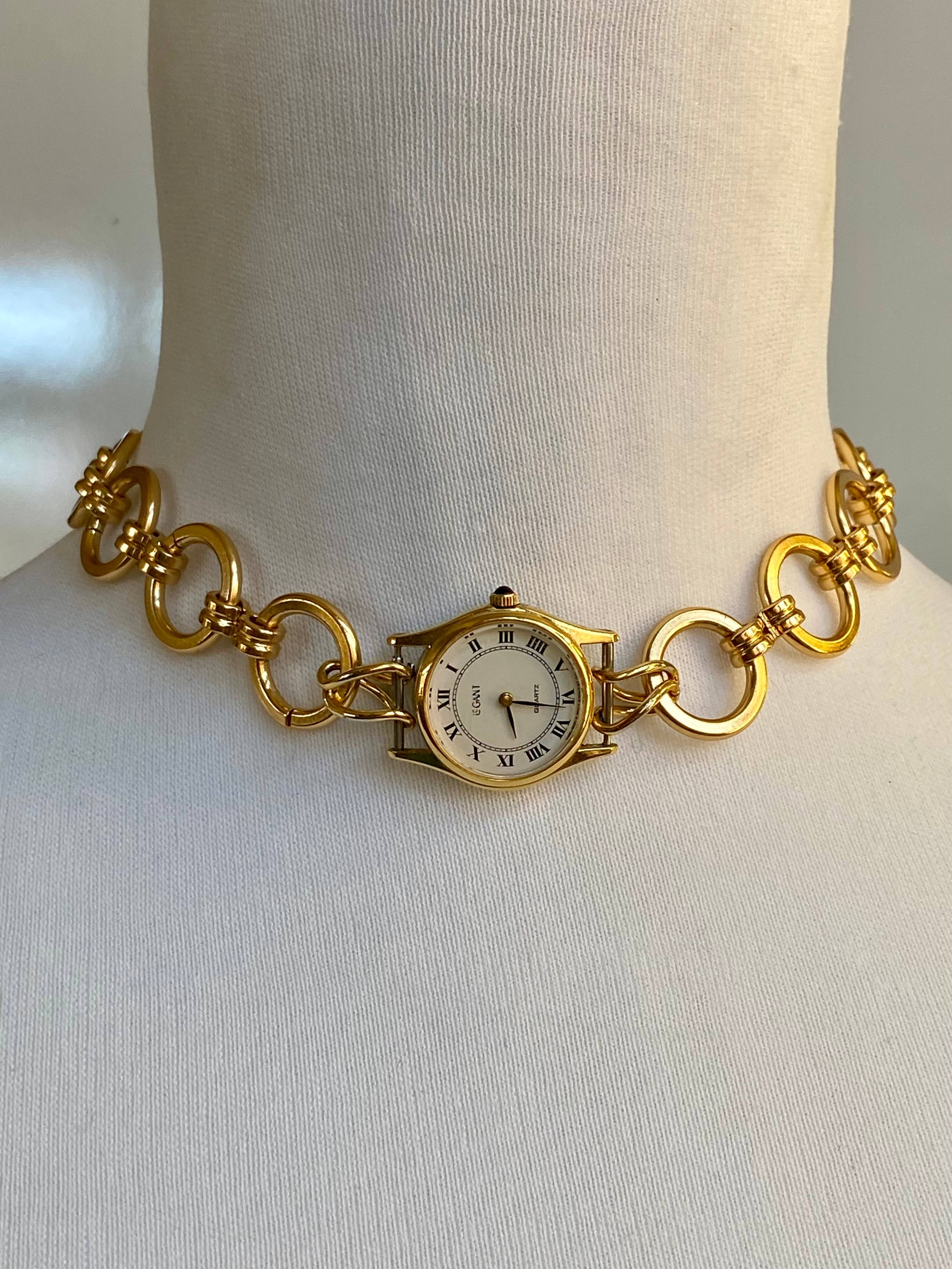 Gold watch choker