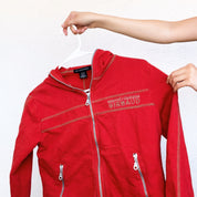 Red Designer Double Zip Hoodie (M)