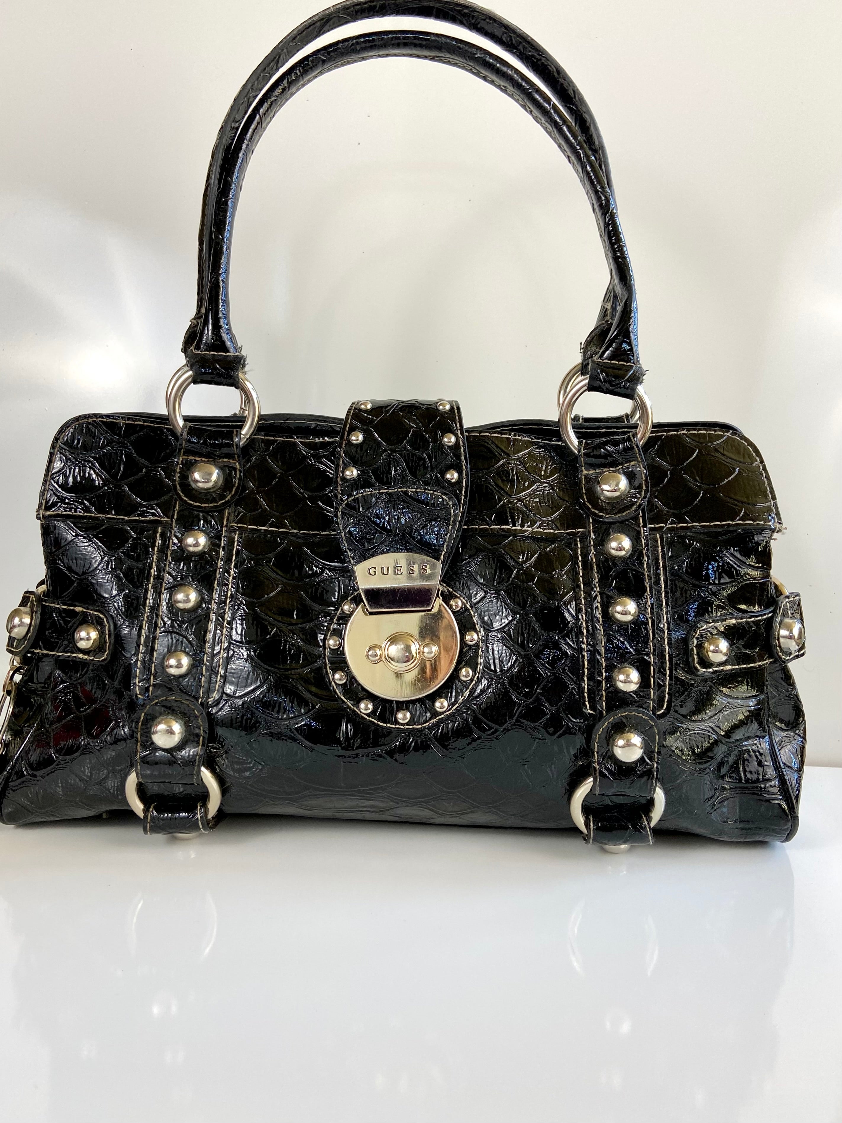 GUESS Y2K Black Crocodile Print Purse