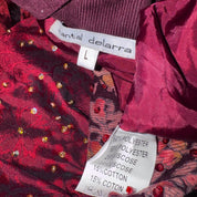 Y2K Burgundy Corduroy & Velvet Tiered Maxi Skirt (M/L)