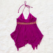 Y2K Bebe Fuchsia Silk Halter Top (M)