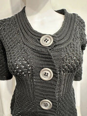 Vintage Kitsch Italian Crochet Large Button Up Cardigan Top (S/M)