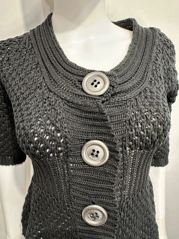 Vintage Kitsch Italian Crochet Large Button Up Cardigan Top (S/M)