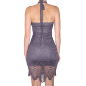 Y2K Gray Beaded Crochet Dress (XS)