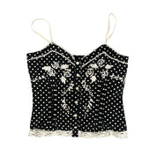 Italian Vintage 90s polka dot corset bustier top with embroideries (XS/S)