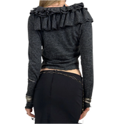 2000s Grey Ruffle Cardigan (S)