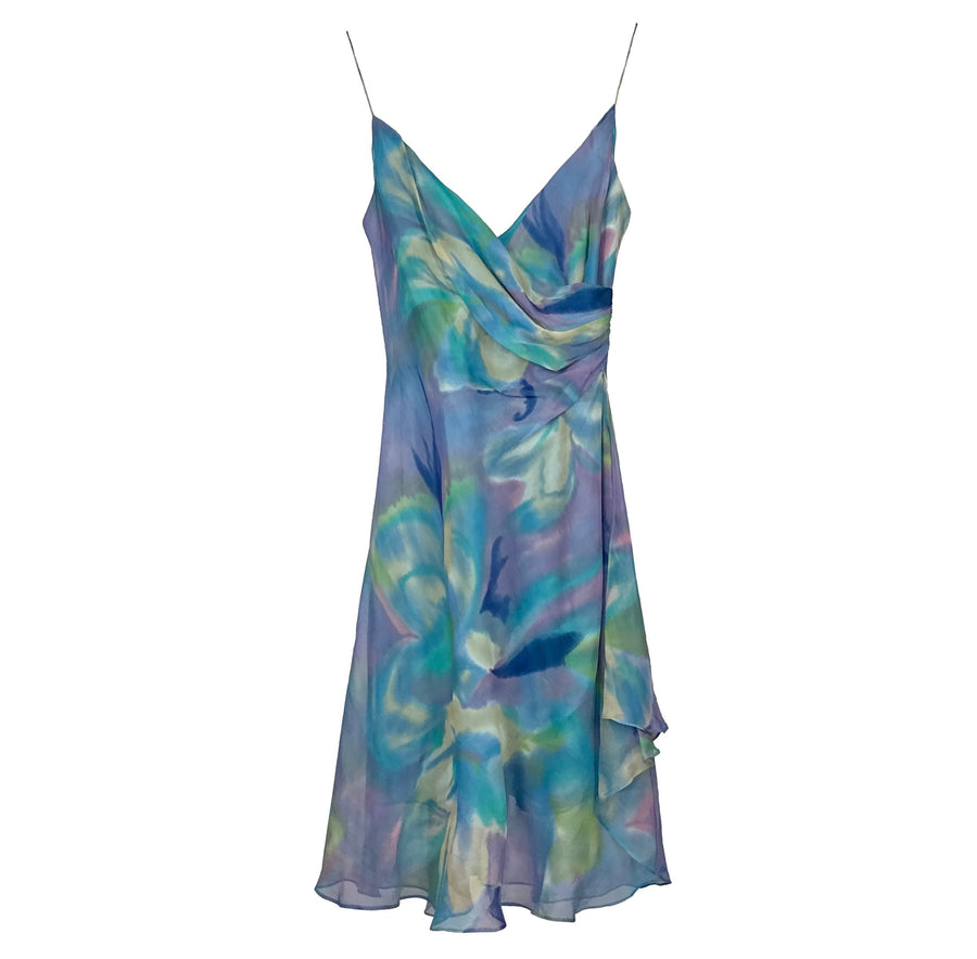 Silk Watercolor Midi Dress (L)