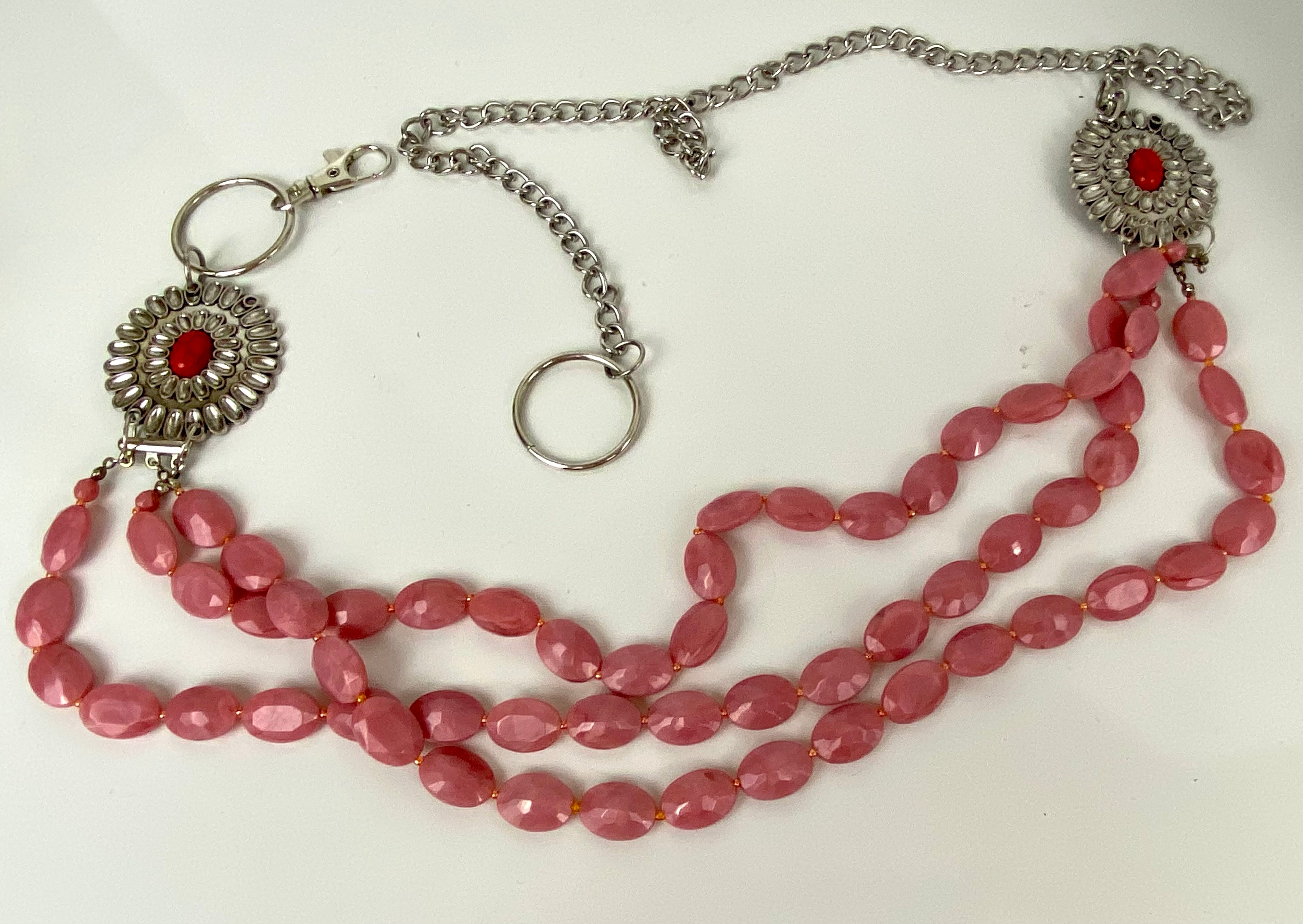 Pink& red silver belt