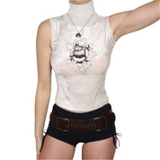 Y2K White Sleeveless Turtleneck (S)