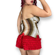 Y2K Striped Buckle Halter Top (M-L)