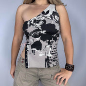 Reversible Lace Up One Shoulder Top (S/M)