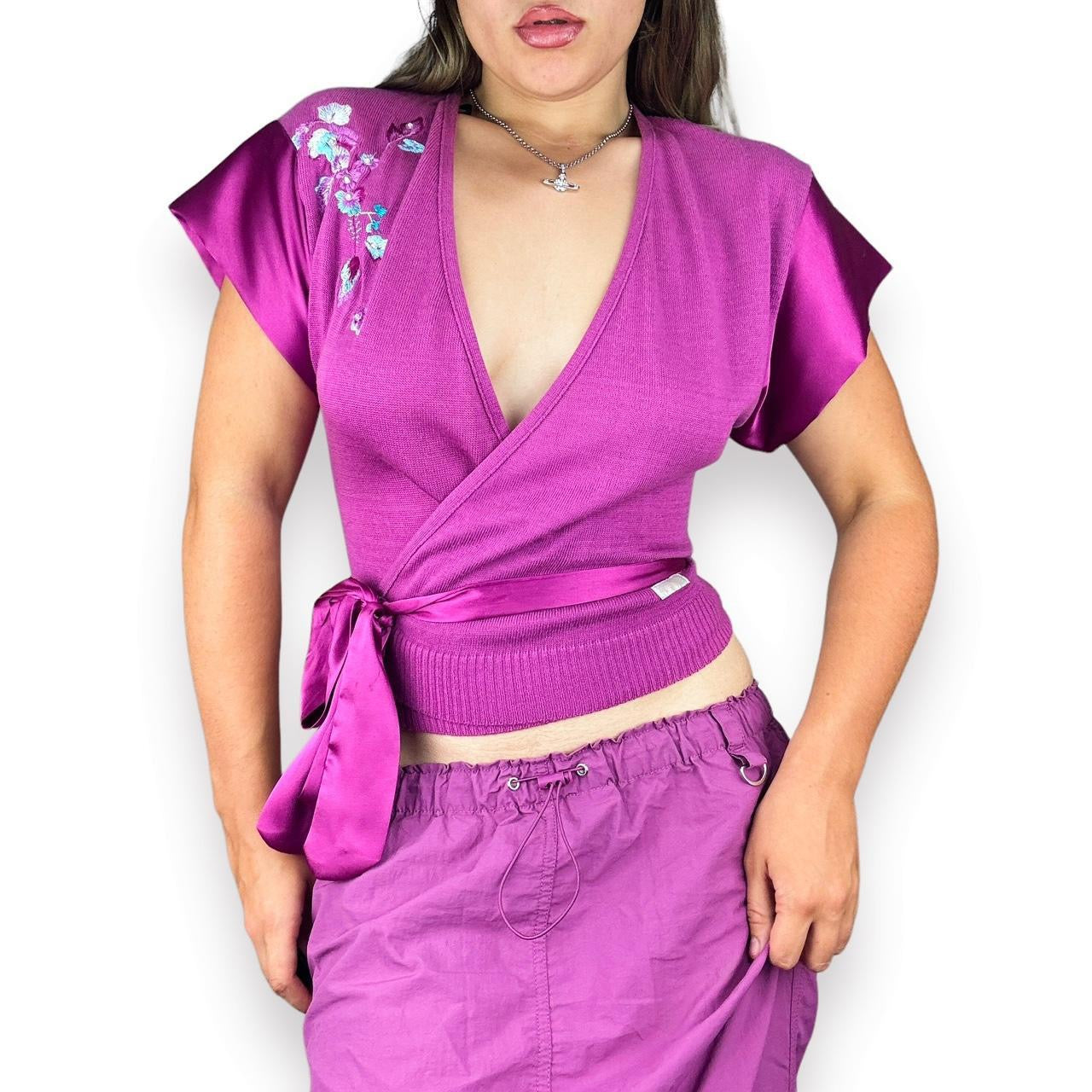 Y2K Baby Phat Orchid Wrap Top (M)