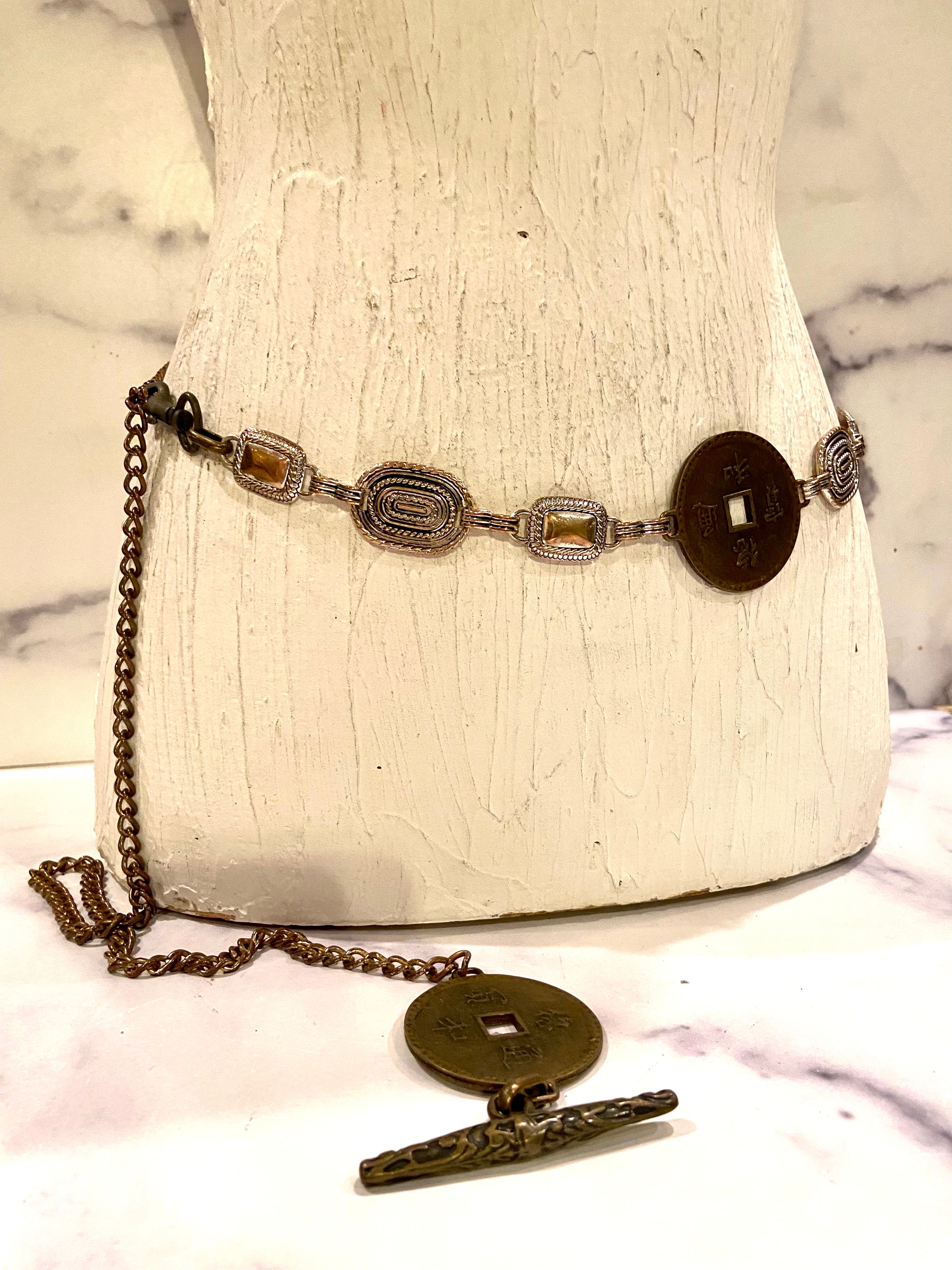 Metal two tone color waist belt