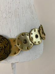 Gold leather waist belt
