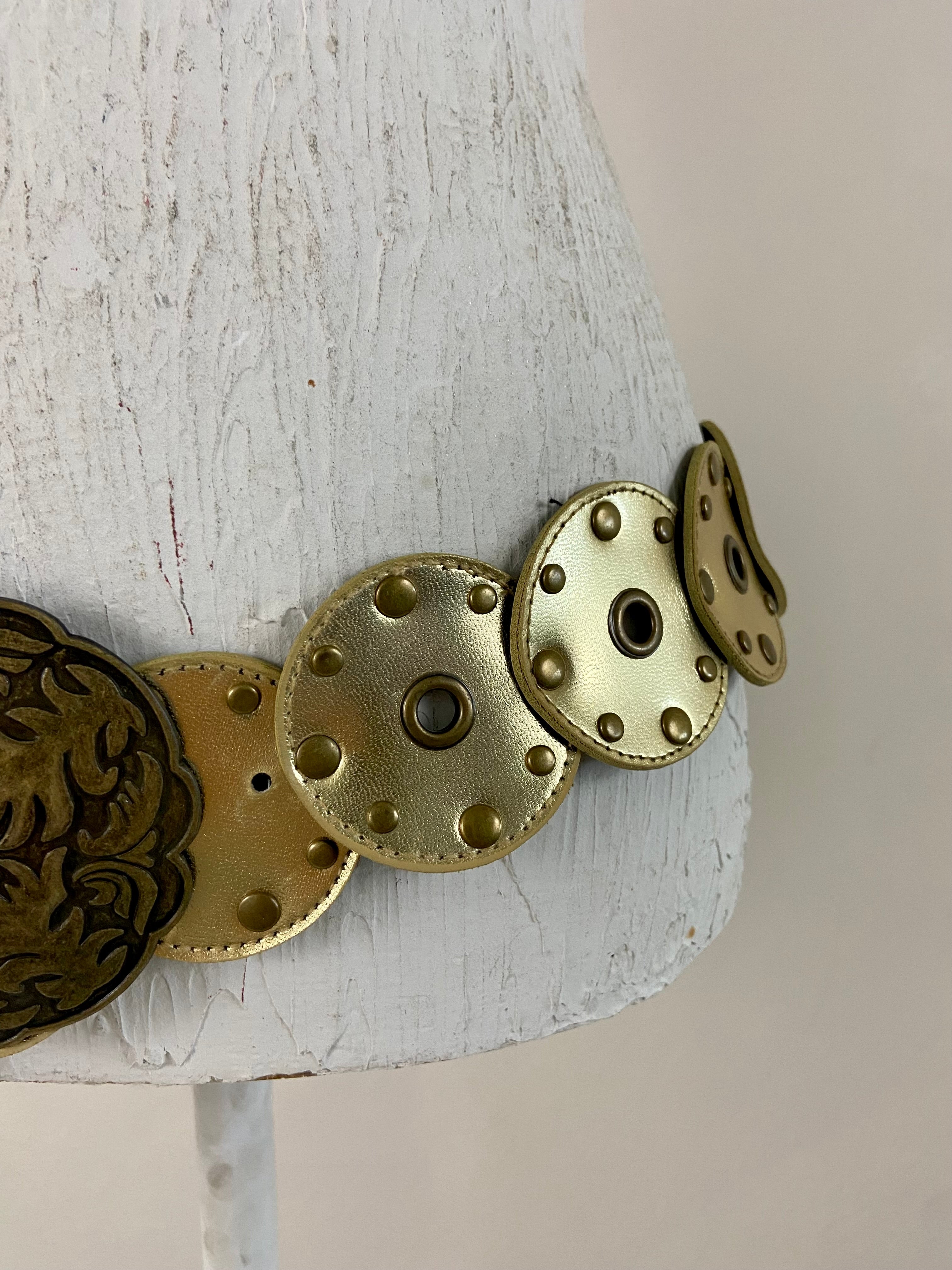 Gold leather waist belt