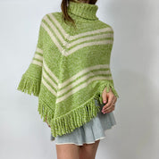 2000s Green & Cream Wool Poncho (M/L)