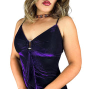 90s Iridescent Midnight Purple Mesh Gown (S)