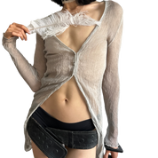 Vintage Italian Sheer 100% Silk Button Up Cardigan (XS/S)